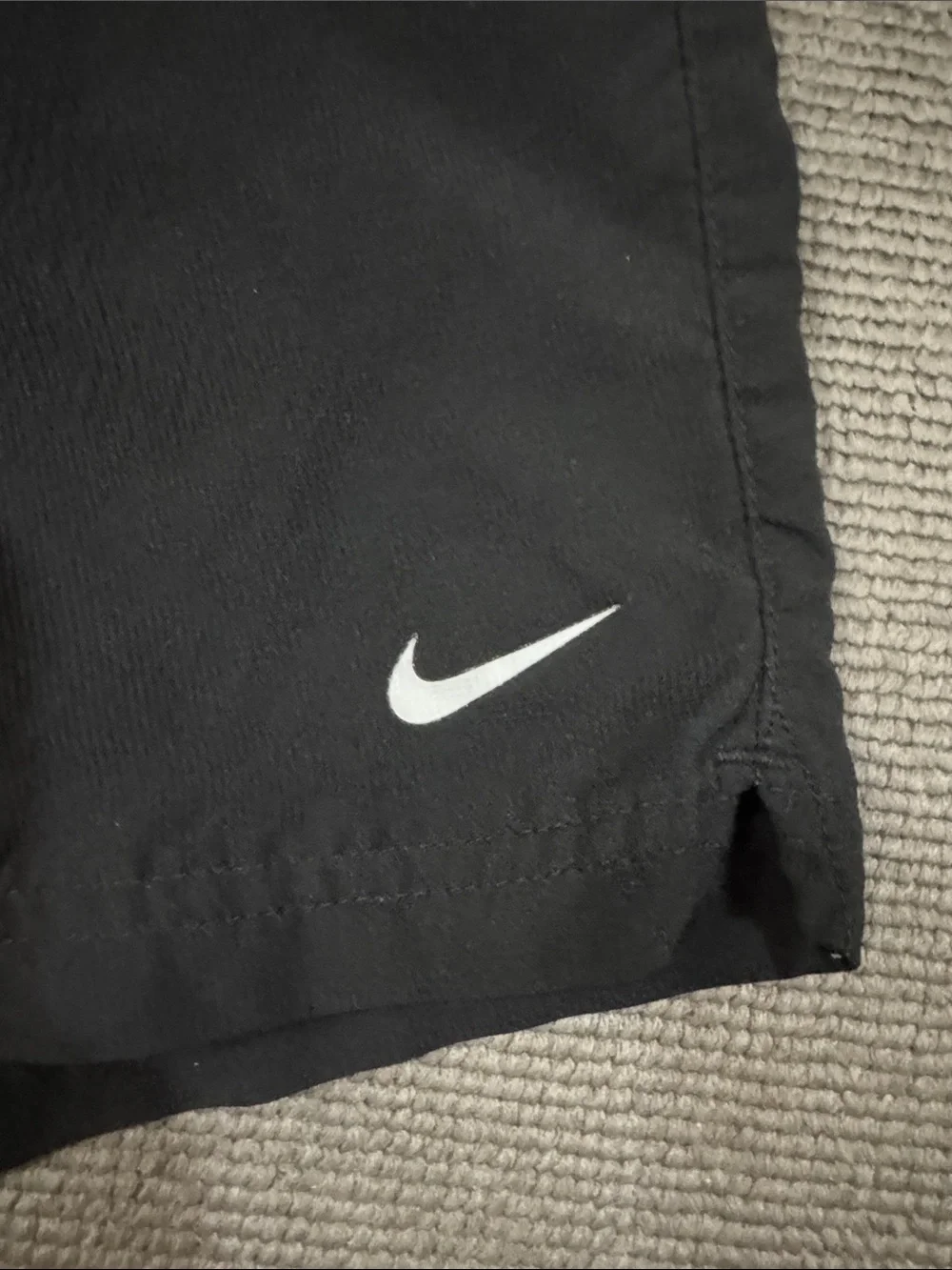 Nike Men’s Black Athletic Shorts with White Swoosh